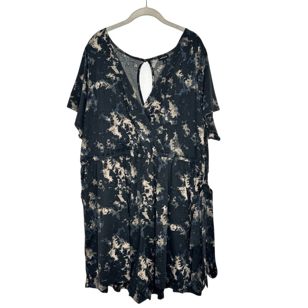 Torrid Women’s Gray Tye Dye Belted Faux Wrap Knit Romper Size 4